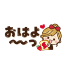 【省スペース♡】ナチュラルガール＆猫（個別スタンプ：1）